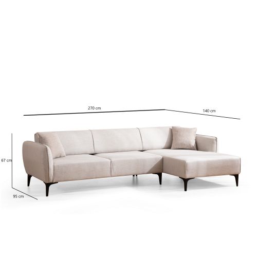 Atelier Del Sofa Kutna garnitura, Bijela, Belissimo Right - Off White slika 8