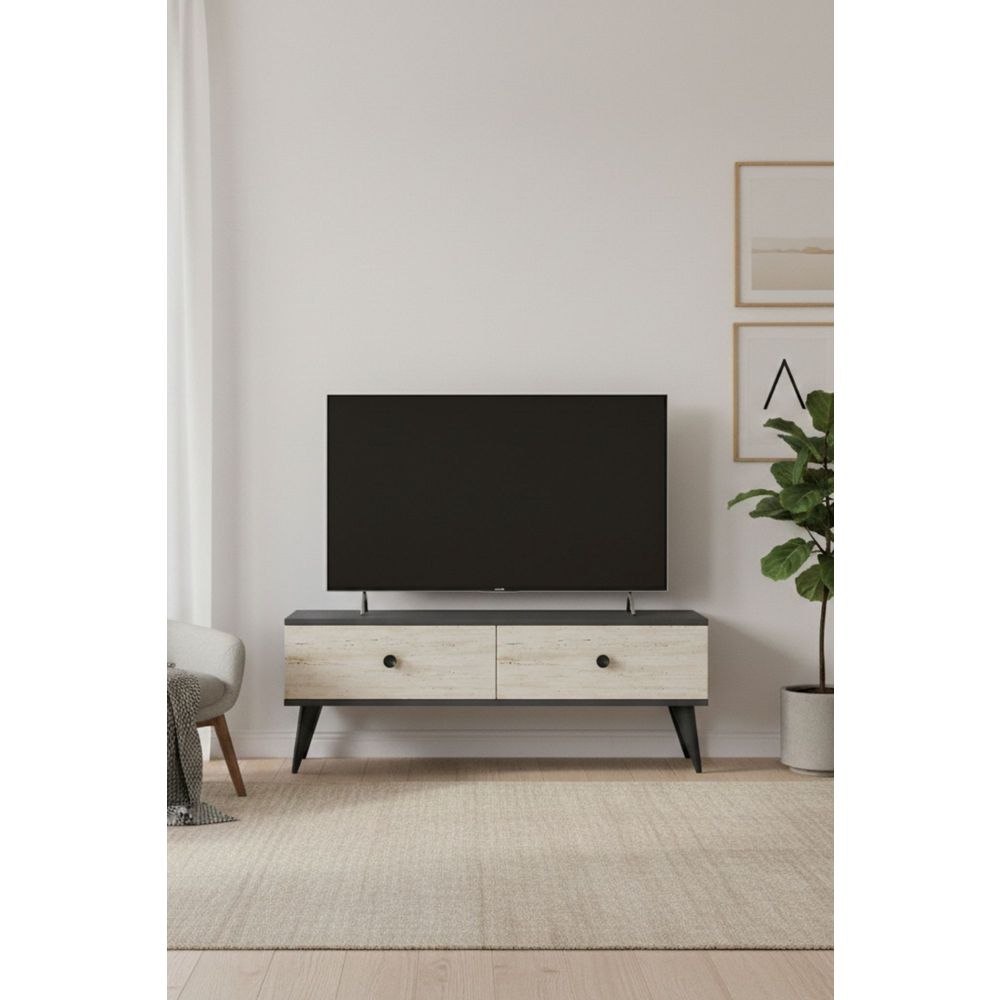 TV stalak Mona 120 - Antracit i Travertin slika 1