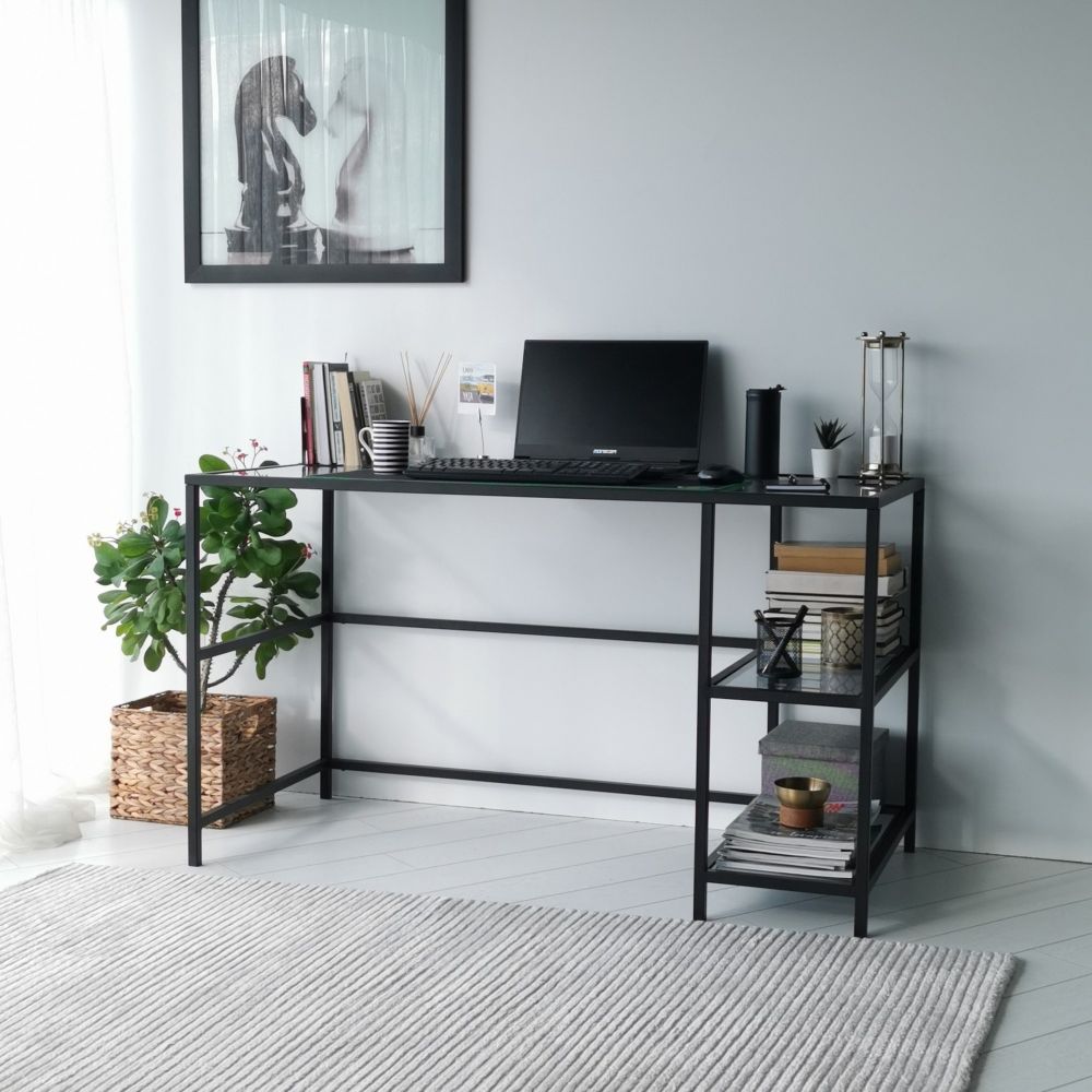 Master Radni Stol M101F Black - 130x60cm sa Staklenom Pločom slika 6