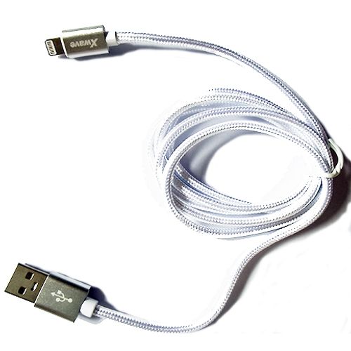Xwave Kabl USB IPHONE 1.2m 3A,lightning aluminium,upleteni srebrni slika 2