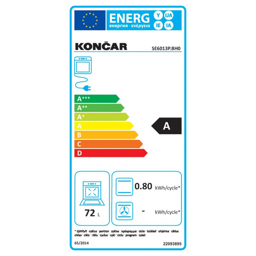 Končar kombinirani štednjak SE 6013 P.BH0 slika 2