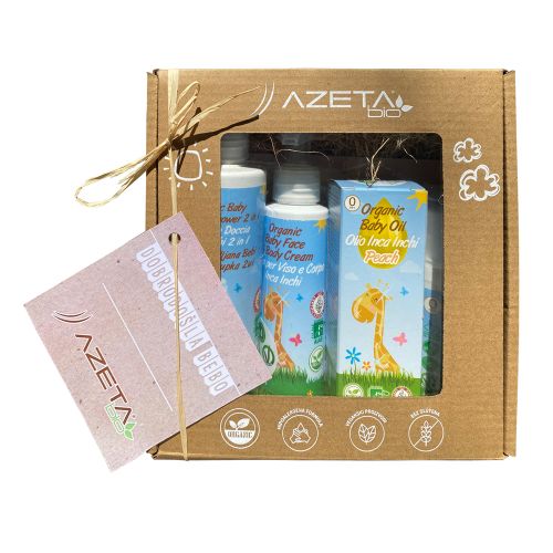 Azeta Bio Organski paket -Dobro došla bebo - (šampon/kupka 200ml, krema za lice i telo 100ml, ulje 50ml, krema za pelensku regiju 50ml) 0+M slika 1