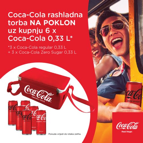 Coca-Cola 6pack 0,33l limenki (3 regular i 3 zero) + rashladna torba gratis slika 2