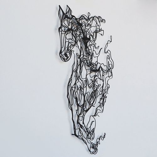 Wallity Metal Horse Line Art - APT724 Black Decorative Metal Wall Accessory slika 4