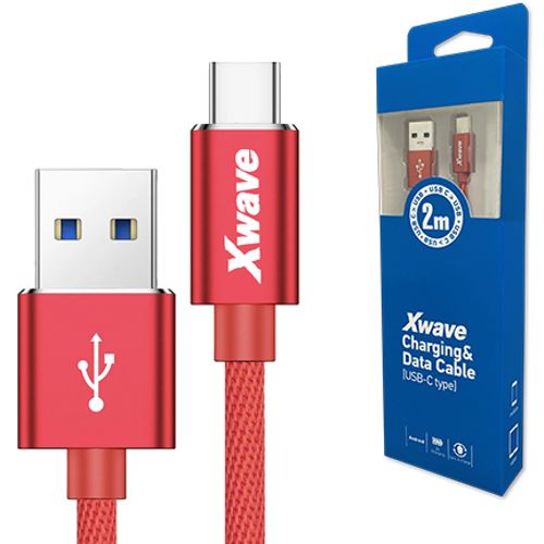 Xwave Kabl USB Tip-C 3.0 muški na Tip-C 3.1 muški 2M 3A,aluminium,upleteni crveni slika 1