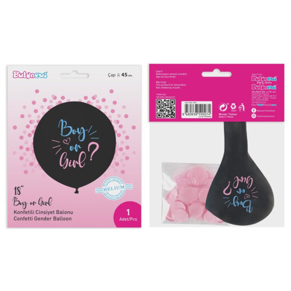Balon 45 cm + konfeti set GIRL slika 2