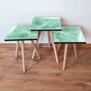 Nesting stolovi 3Shp179 - Set od 3 komada - boje: zelena, bijela
