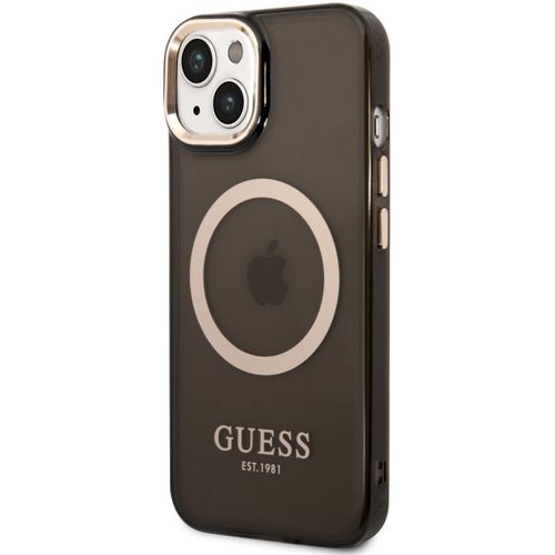 Guess Futrola za iPhone 14 Plus GOLD OUTLINE TRANSLUCENT BLACK MagSafe slika 4