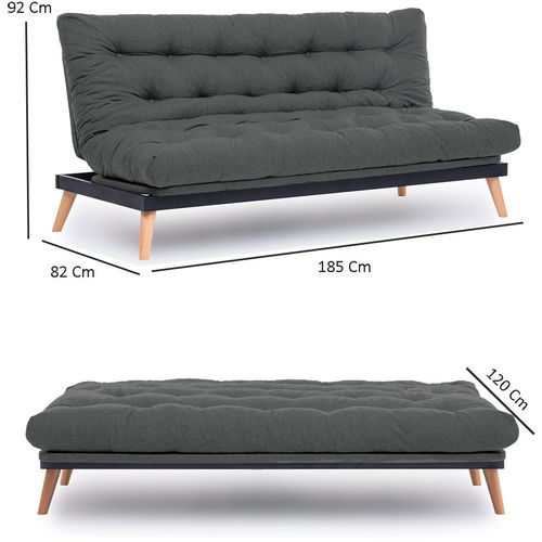 Saki - Light Grey Light Grey 3-Seat Sofa-Bed slika 15
