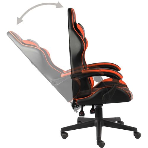 Igraća stolica od umjetne kože crno-narančasta slika 3