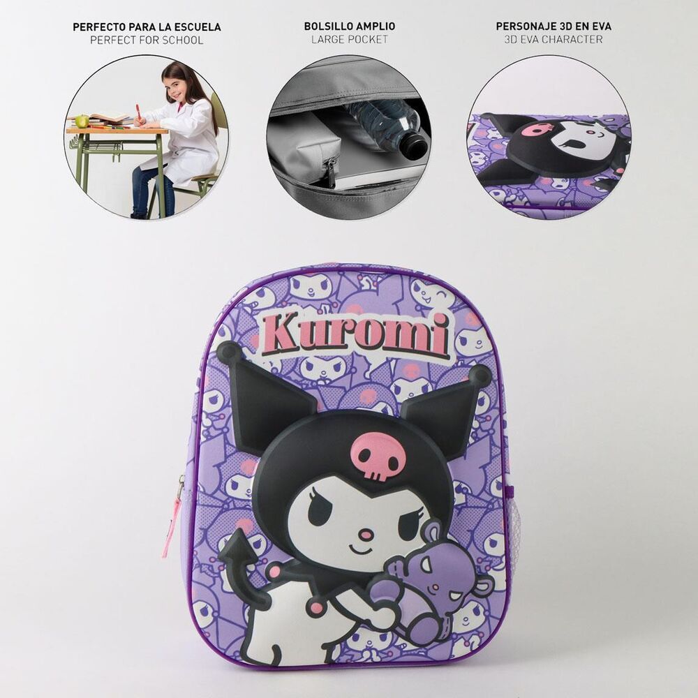 Mochila 3D Kuromi Hello Kitty 30 cm slika 11