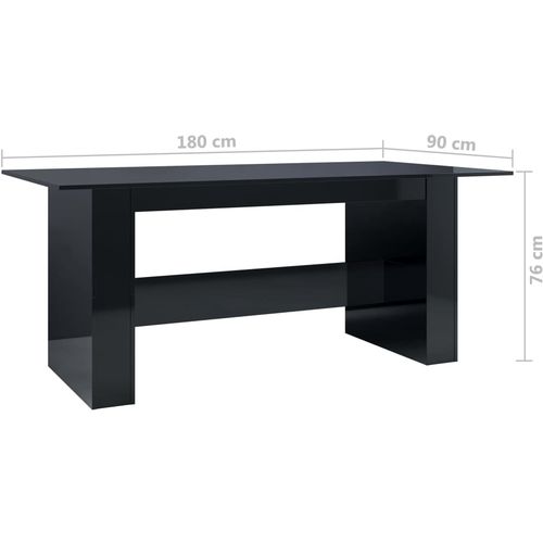 Blagovaonski stol visoki sjaj crni 180 x 90 x 76 cm od iverice slika 29