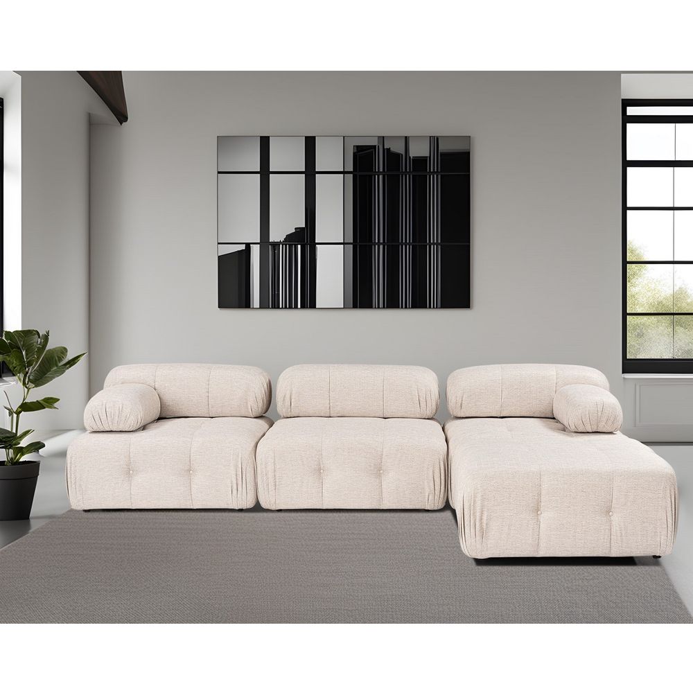 Doblo 3 Sjedala sa Pouffom (L1-O1-1R-Pouffe) - Svijetlosmeđi Kutni Sofe slika 3