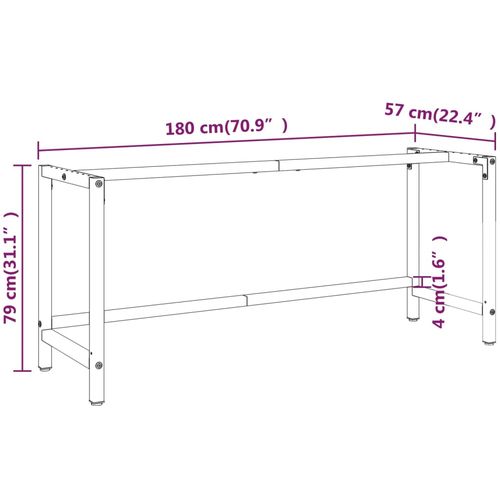 Okvir za radni stol mat crni i mat crveni 180x57x79 cm metalni slika 9