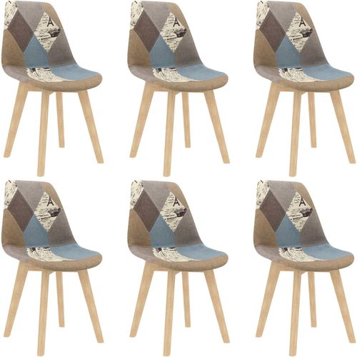 Blagovaonske stolice od tkanine 6 kom s uzorkom patchworka sive slika 14