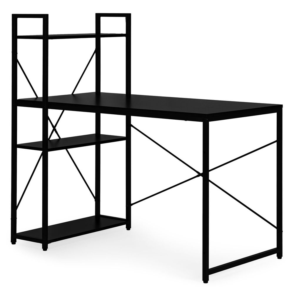ModernHome uredski stol 120 × 60 cm s policom i 3 police – crni slika 6