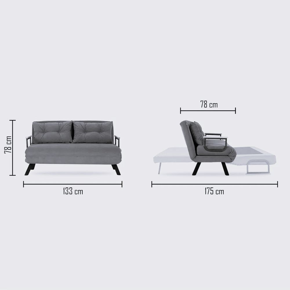 Sando 2-Seater - Krem Dvosjed koji se pretvara u krevet slika 7