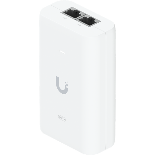 UBIQUITI PoE++ Adapter; Delivers up to 60W of PoE++; Surge, peak pulse, and overcurrent protection; Contains RJ45 data input, AC cable with earth ground, and PoE++ output; LED indicator for status monitoring. slika 1