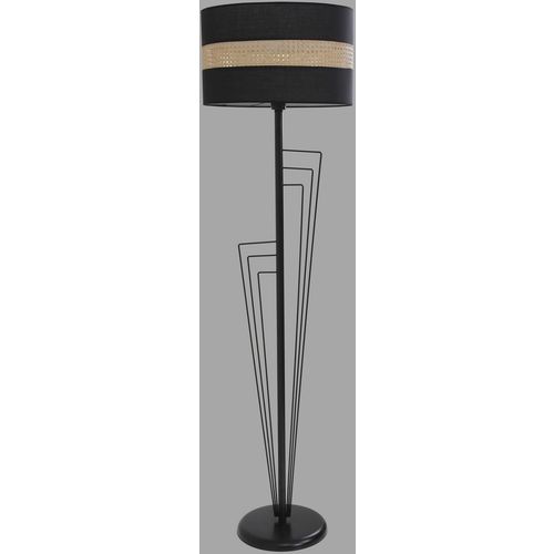 Kelebek Siyah Lambader Silindir 02 Rattan Abajurlu Black Floor Lamp slika 2