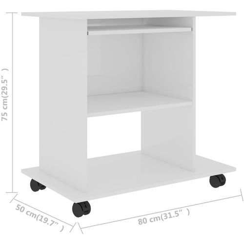 Stol za računalo visoki sjaj bijeli 80 x 50 x 75 cm od iverice slika 32