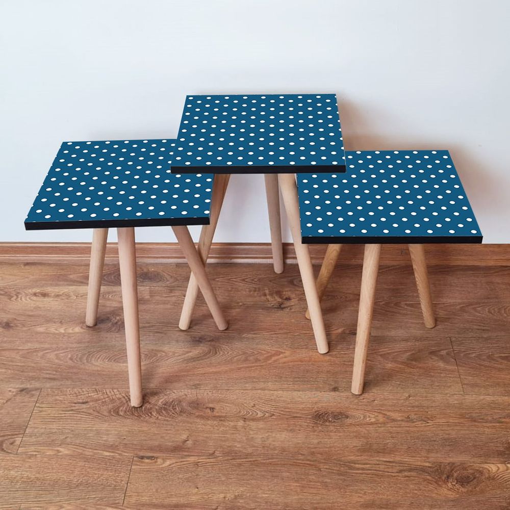 Set Nesting Stolova (3 Komada) - Plava i Bijela slika 1