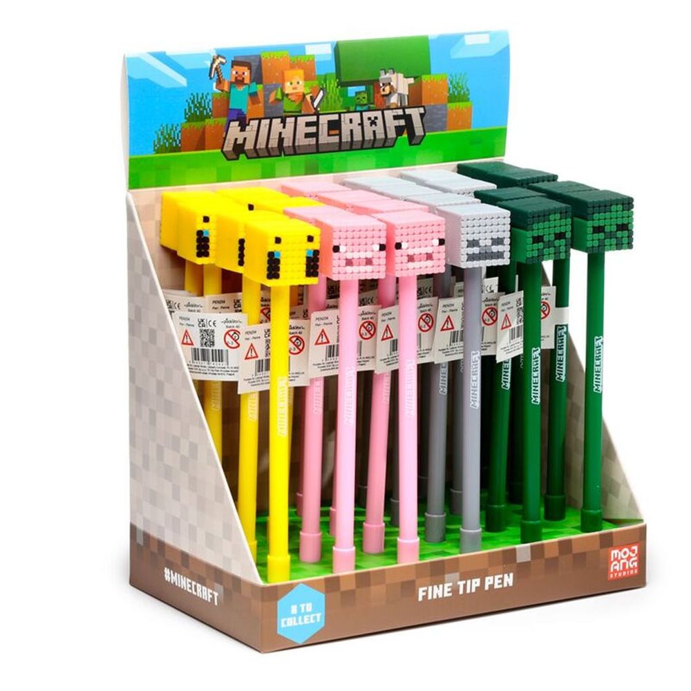 Kemijska olovka Puckator Minecraft s gumenim ukrasom (Pig/Bee/Zombie/Skeleton) sortirano 24/1 PEN254 slika 1