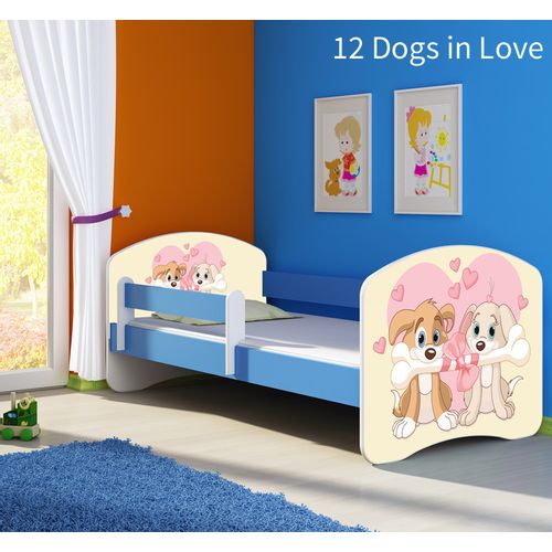 Dječji krevet ACMA s motivom, bočna plava 160x80 cm 12-dogs-in-love slika 1