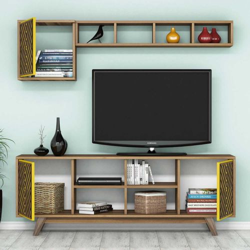 Woody Fashion TV jedinica, İnci - Walnut, Yellow slika 2