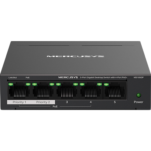 Mercusys MS105GP 5-Port Gigabit Desktop Switch with 4-Port PoE+ slika 1