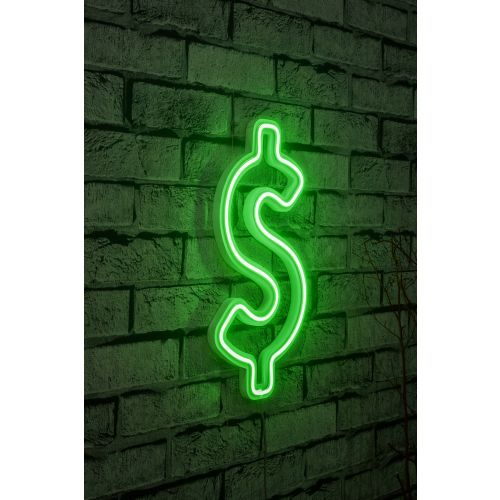 Wallity Ukrasna plastična LED rasvjeta, Dollar Sign - Green slika 1