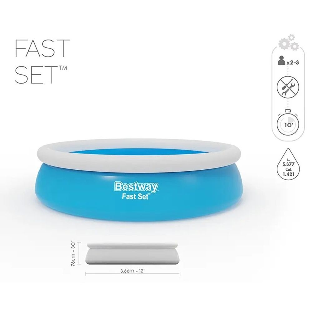 Bestway Bazen sa zračnim prstenom i filter pumpom 57274 Fast 366x76 cm slika 7
