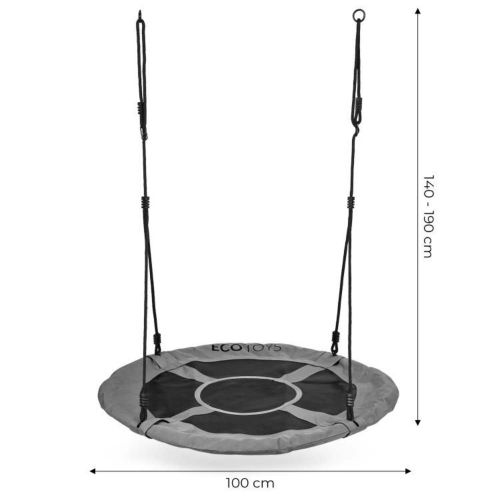 Ecotoys Dječja vrtna ljuljačka, promjer 100 cm, Siva slika 7