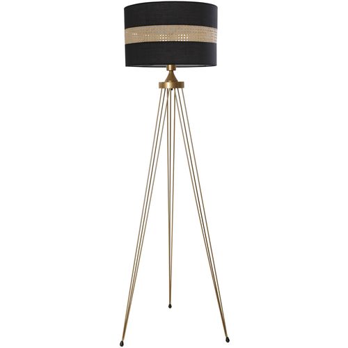 Star Eskitme Lambader Silindir 02 Rattan Abajurlu Copper Floor Lamp slika 2