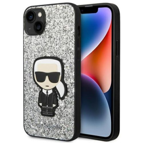 Karl Lagerfeld Futrola za iPhone 14 Silver Glitter Flakes Ikonik slika 4