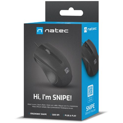 Natec NMY-2020 SNIPE, Optical Mouse 1200 DPI, 3 Buttons, USB, Black, Cable 1,8m slika 5