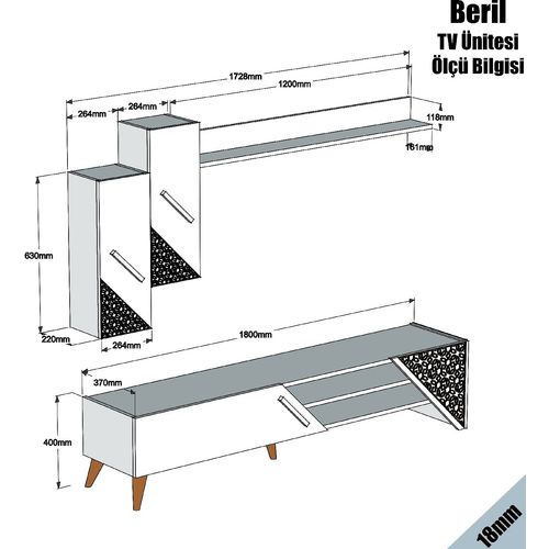 Beril - Cream Cream TV Unit slika 5