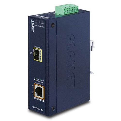 Planet Industrial 1-Port 100 1000X SFP to 1-Port GbE 802.3bt PoE Media Converter slika 1