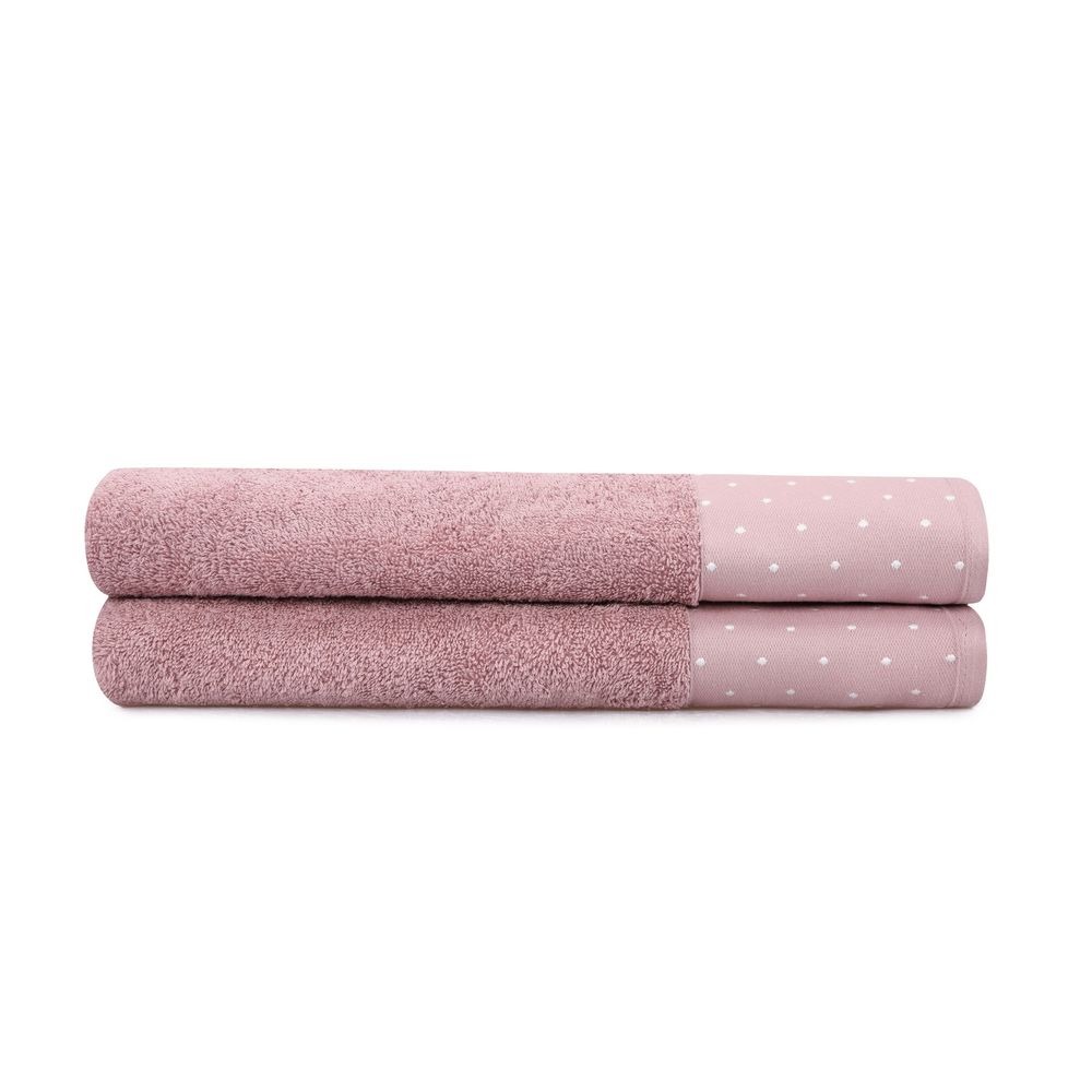 Set Ručnika Pitircik - Dusty Rose i Bijeli (2 Komada) slika 3