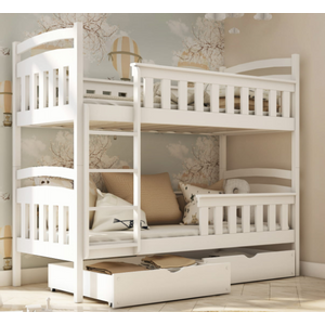 Drveni dječji krevet na kat Harry s ladicom - bijeli - 190*90 cm