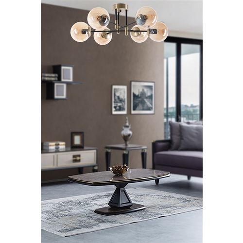 Dolunay 6 Lı Eskitme Bal Camlı Avize Copper Chandelier slika 1