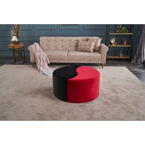 Atelier Del Sofa Tabure, Crno Crvena, Alis Puf - Red, Black