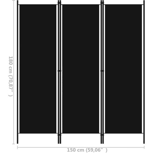 Sobna pregrada s 3 panela crna 150 x 180 cm slika 17