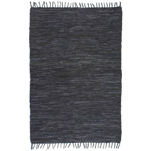 Ručno tkani tepih Chindi od kože 190 x 280 cm sivi slika 27
