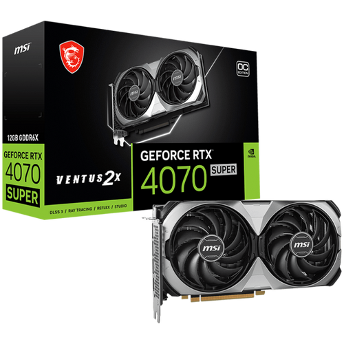 MSI Video Card Nvidia GeForce RTX 4070 SUPER 12G VENTUS 2X OC (12GB GDDR6X/192bit, 3xDP, 1xHDMI, 1x 12VHPWR) slika 1