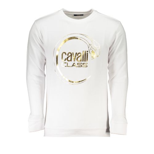 CAVALLI CLASS MEN'S WHITE ZIPLESS SWEATSHIRT slika 1