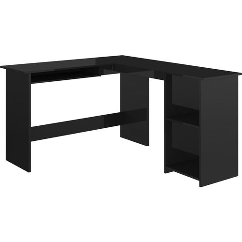 Kutni radni stol visoki sjaj crni 120 x 140 x 75 cm od iverice slika 25