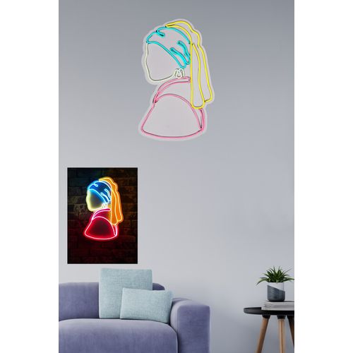 Wallity Devojka sa bisernom minđušom Pinky - Višebojno Dekorativno Plastično LED Osvetljenje slika 4