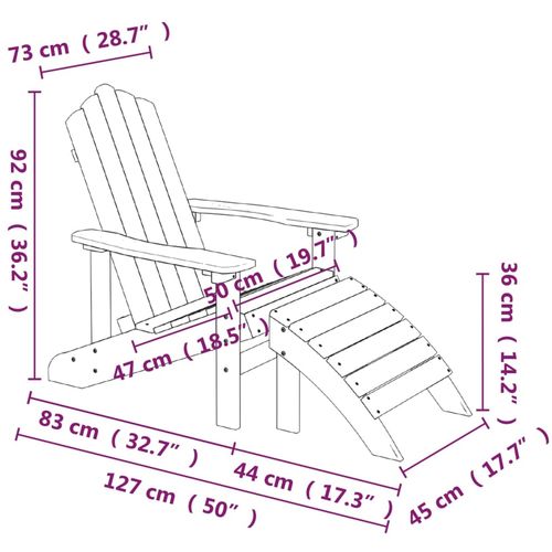 Vrtna stolica Adirondack s osloncem za noge HDPE antracit slika 7