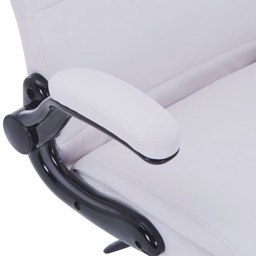 Podesiva uredska okretna stolica od umjetne kože bijela slika 13