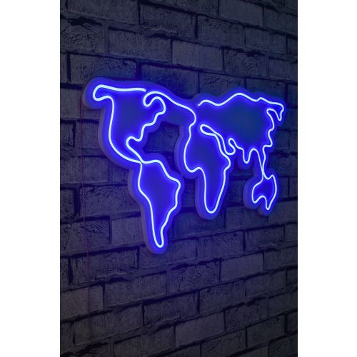 Wallity World Map - Plava Dekorativna Plastična LED Rasveta slika 1